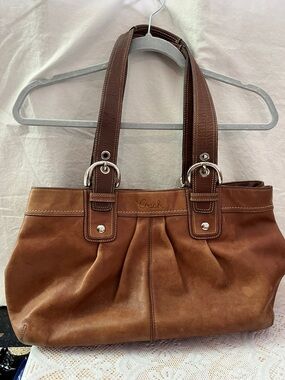 Coach Tan and Brown Leather Shoulder Tote